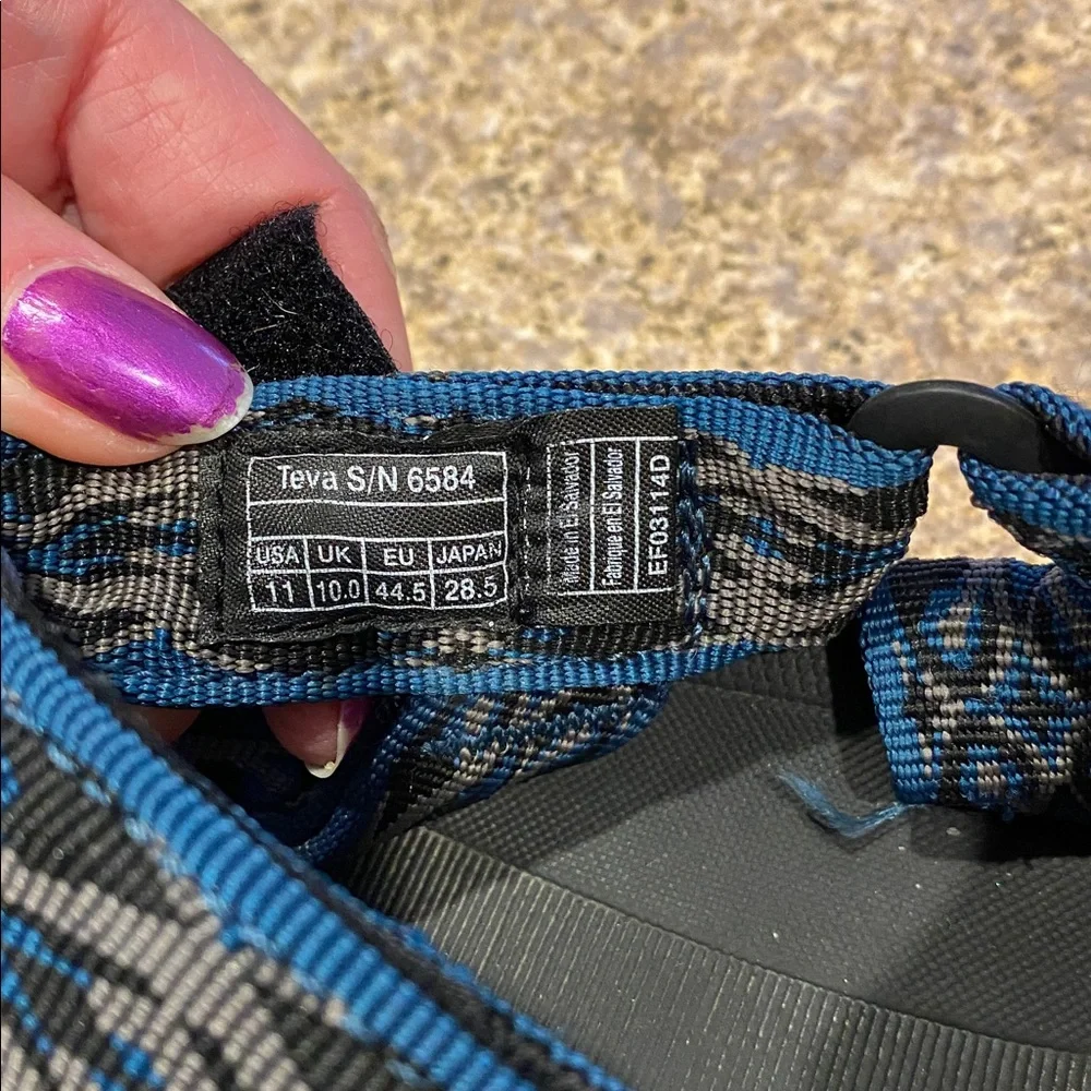 Teva Blue Black Gray Water Hiking Sport Sandals US Size 11